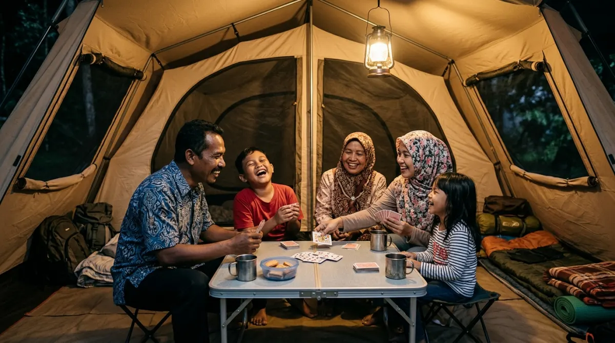 Bermain dengan keluarga saat kemah