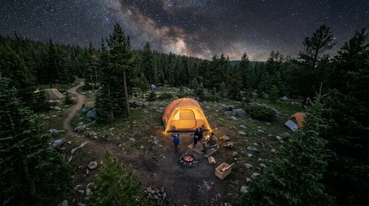 Keseruan camping keluarga di malam hari bersama anak