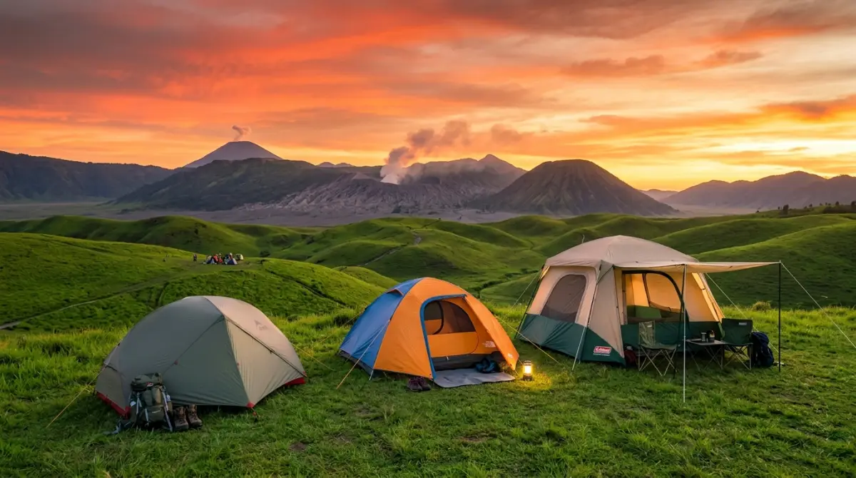 Tenda camping modern di alam terbuka yang indah