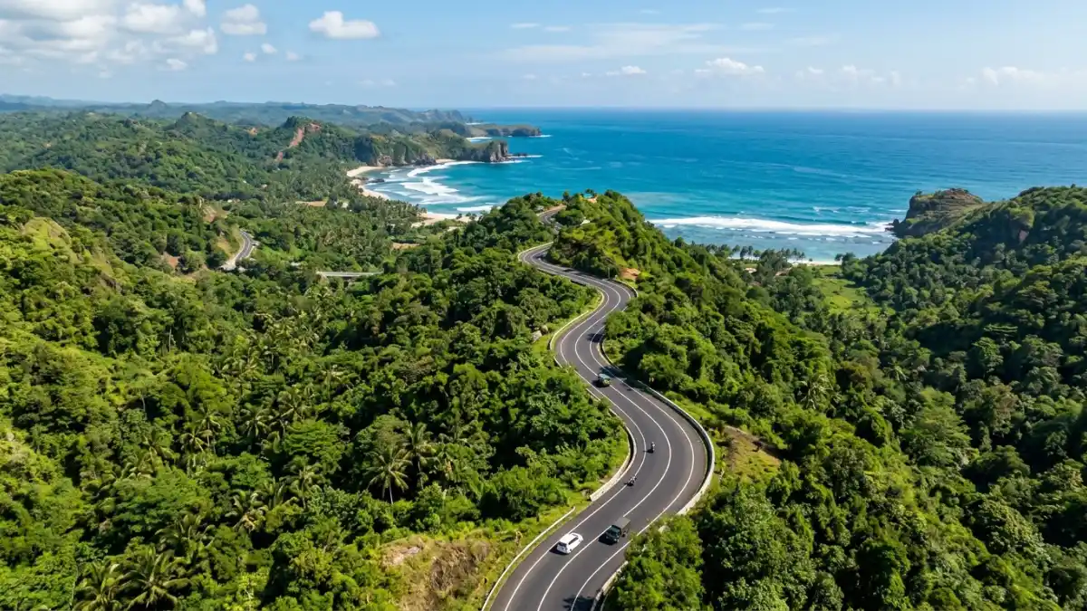 Akses jalan menuju pantai Malang Selatan