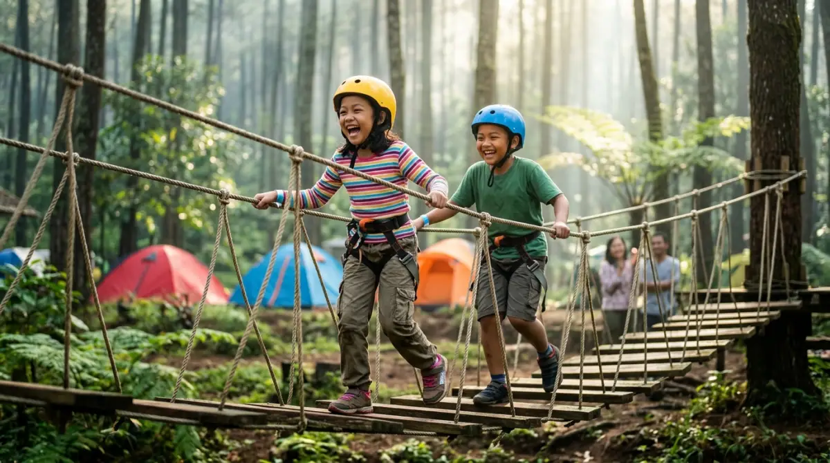 Aktivitas anak-anak saat camping di Batu Malang