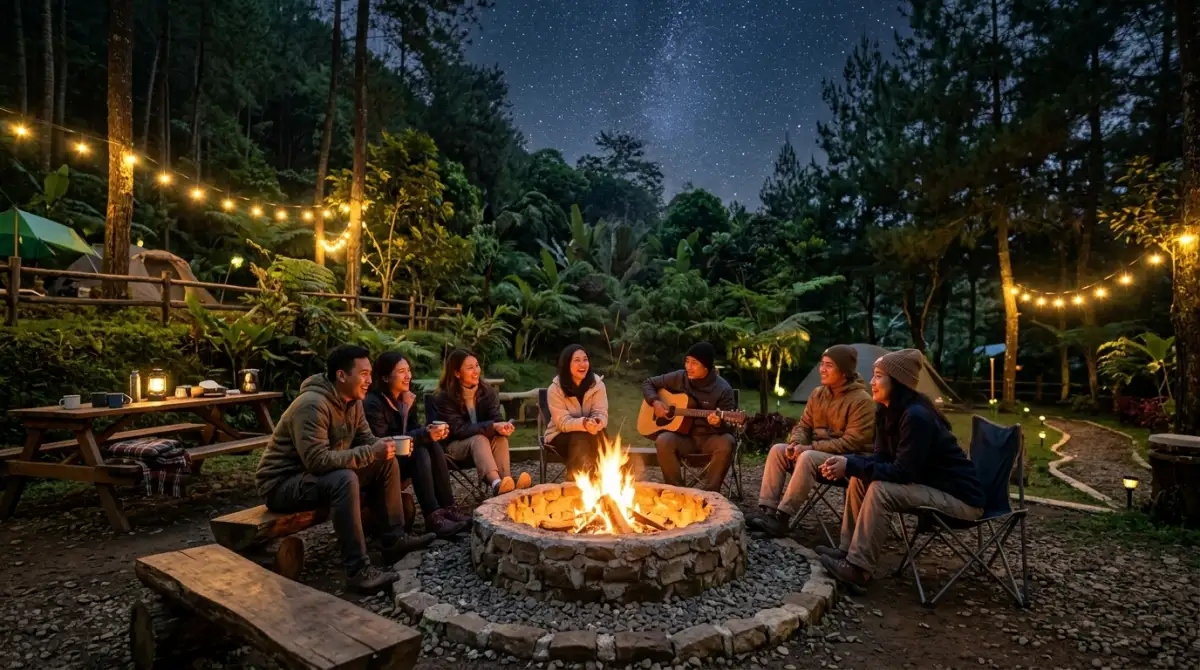 Area api unggun camping ground yang aman dan terorganisir