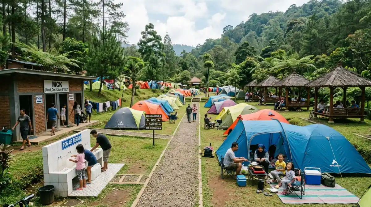 Fasilitas toilet dan sanitasi di camping ground semi