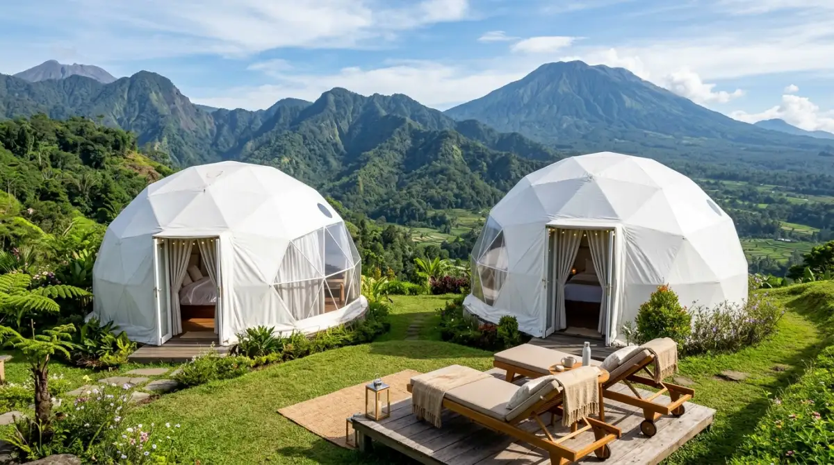 Suasana glamping di kawasan Batu