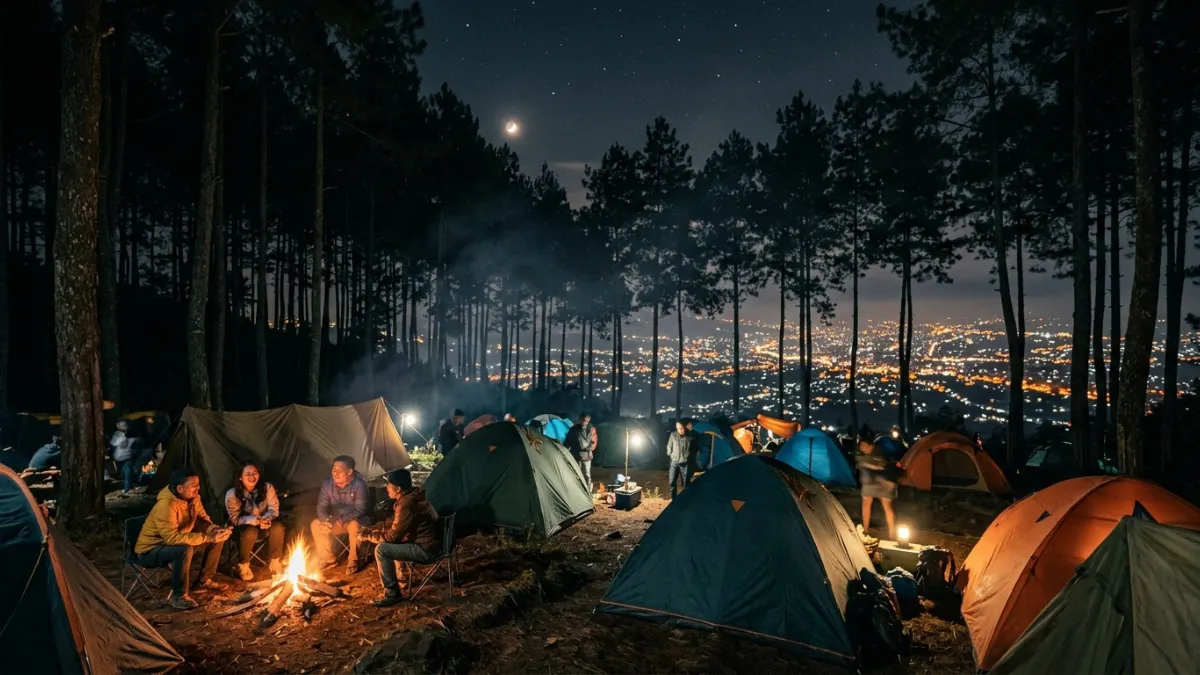 Camping di Gunung Banyak Batu dengan pemandangan city light
