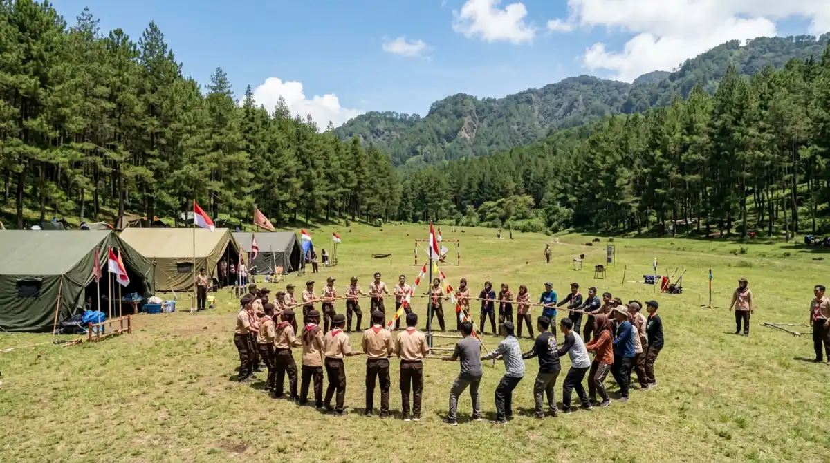 Lahan luas untuk gathering di camping ground Batu