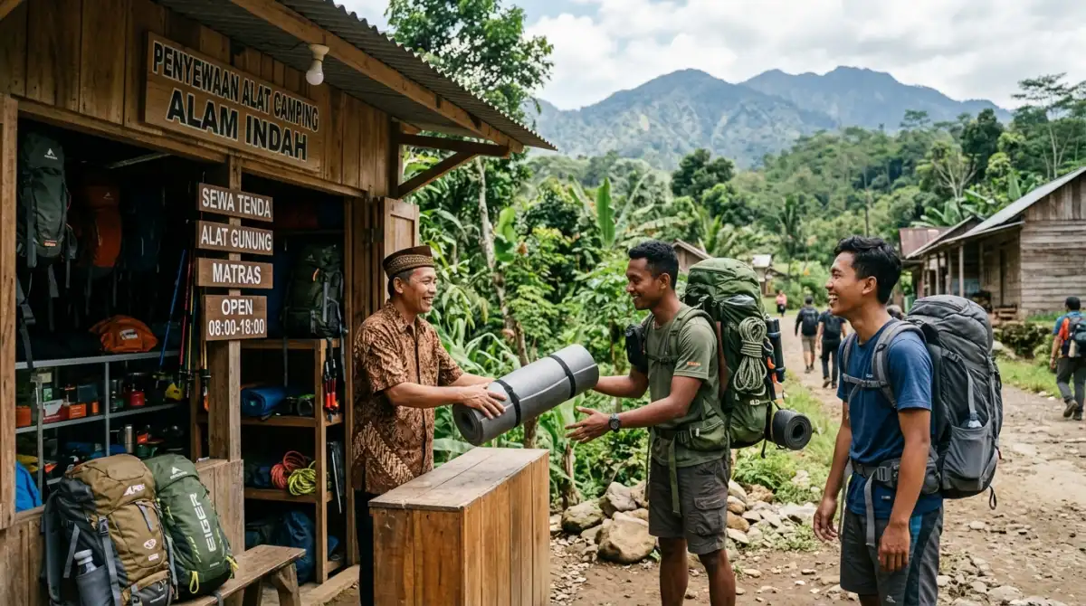 Paket peralatan camping lengkap siap pakai