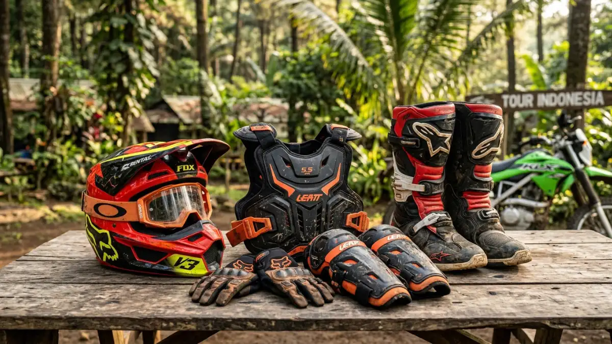 Perlengkapan Pelindung Motor Trail Lengkap