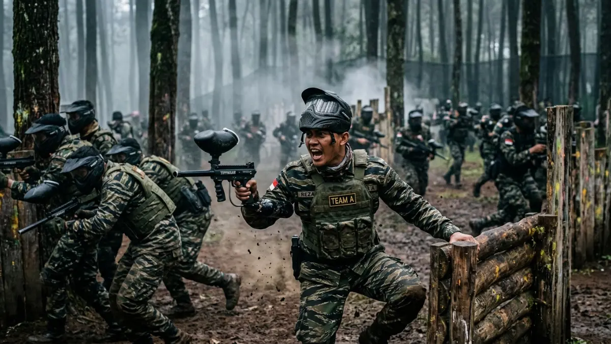 Rombongan peserta war game di Batu