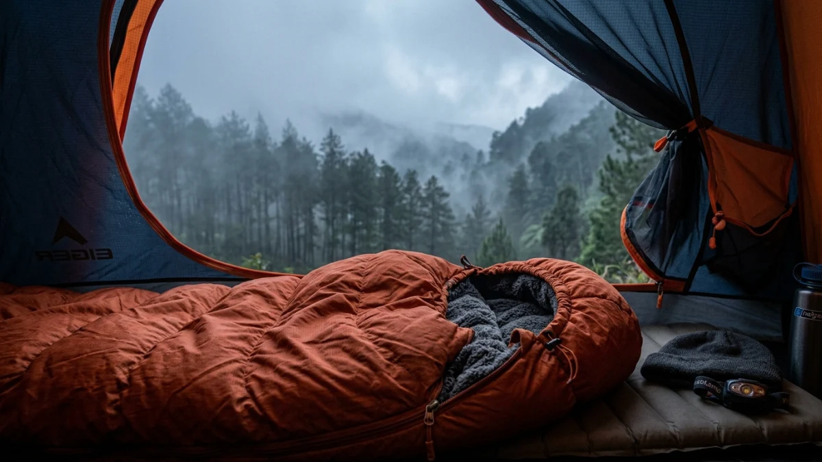 Sleeping bag dan perlengkapan tidur untuk camping di Batu