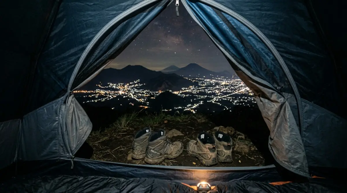 Tempat camping Paralayang Batu dengan pemandangan kota