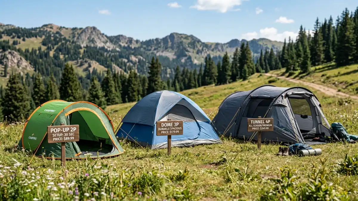 Tenda camping di kawasan pegunungan Batu